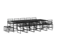 vidaXL Garden Dining Set 15 Piece Outdoor Table and Chair Black Poly Rattan