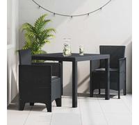 vidaXL Garden Dining Set 3 pcs Anthracite Polt rattan