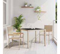 vidaXL Garden Dining Set 3 pcs Beige Poly Rattan