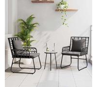 vidaXL Garden Dining Set 3 pcs Black and Anthracite Poly rattan, steel