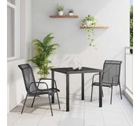 vidaXL Garden Dining Set 3 pcs Black Powder-Coated Steel