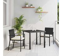 vidaXL Garden Dining Set 3 pcs Black Powder-Coated Steel