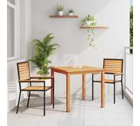 vidaXL Garden Dining Set 3 pcs Black Solid Acacia Wood, Black
