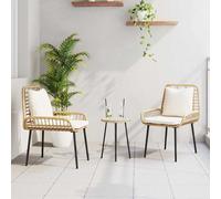 vidaXL Garden Dining Set 3 pcs Brown and Cream Poly Rattan