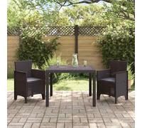 vidaXL Garden Dining Set 3 pcs Brown Polt rattan