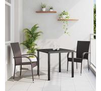 vidaXL Garden Dining Set 3 pcs Brown Poly rattan
