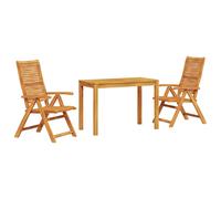 Garden dining set 3pc Brown Solid Acacia Wood 110x55cm Table 2 Chairs Outdoor XL
