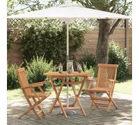 Garden Dining Set 3pc Brown Solid Teak Wood Foldable Table 85x85x76 cm for Patio