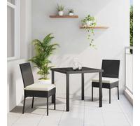 vidaXL Garden Dining Set 3 pcs Cream Powder-Coated Steel, Black