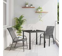 vidaXL Garden Dining Set 3 pcs Grey and Black Powder-coated Steel