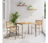 vidaXL Garden Dining Set 3 pcs Grey and Brown Poly Rattan