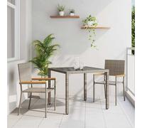 vidaXL Garden Dining Set 3 pcs Grey Poly Rattan