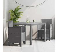 vidaXL Garden Dining Set 3 pcs Light Grey Polt rattan