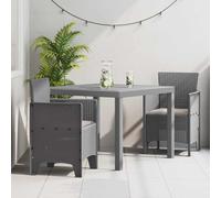vidaXL Garden Dining Set 3 pcs Light Grey Polt rattan