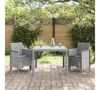 vidaXL Garden Dining Set 3 pcs Light Grey Polt rattan