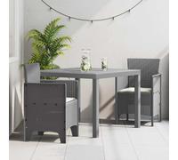 vidaXL Garden Dining Set 3 pcs Light Grey Polt rattan