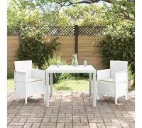 vidaXL Garden Dining Set 3 pcs White Polt rattan