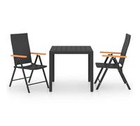 vidaXL 3 Piece Garden Dining Set Black and Brown