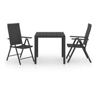 vidaXL Garden Dining Set 3 Piece Black and Brown Table and Chairs Outdoor