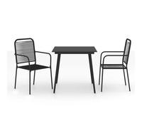 vidaXL 3 Piece Garden Dining Set Cotton Rope and Steel Black