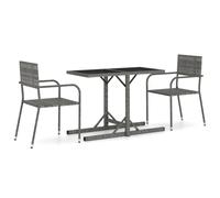 vidaXL Garden Dining Set 3 Piece Grey Furniture Chairs and Table Outdoor Patio