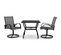 vidaXL Garden Dining Set 3 Piece Textilene and Steel Table and Chairs Patio