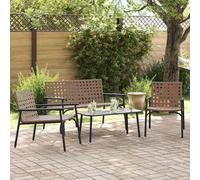 vidaXL Garden Dining Set 4 pcs Brown Poly Rattan, Modern Patio Dining Set, Recta