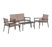 vidaXL Garden Dining Set 4 pcs Brown Poly Rattan, Modern Patio Dining Set, Recta