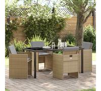 vidaXL Garden Dining Set 5 pcs Beige Poly Rattan