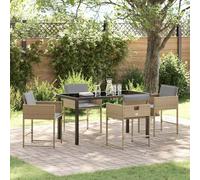 vidaXL Garden Dining Set 5 pcs Beige Poly Rattan