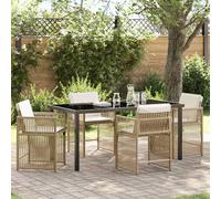 vidaXL Garden Dining Set 5 pcs Beige Poly Rattan