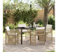 vidaXL Garden Dining Set 5 pcs Beige Poly Rattan