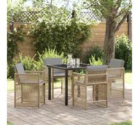 vidaXL Garden Dining Set 5 pcs Beige Poly Rattan