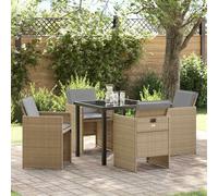 vidaXL Garden Dining Set 5 pcs Beige Poly Rattan