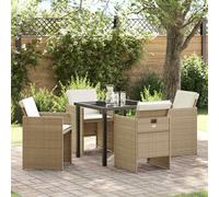 vidaXL Garden Dining Set 5 pcs Beige Poly Rattan