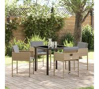 vidaXL Garden Dining Set 5 pcs Beige Poly Rattan