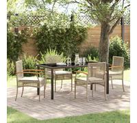 vidaXL Garden Dining Set 5 pcs Beige Poly Rattan