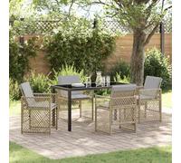 vidaXL Garden Dining Set 5 pcs Beige Poly Rattan