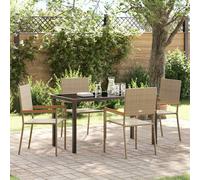 vidaXL Garden Dining Set 5 pcs Beige Poly rattan