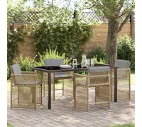 vidaXL Garden Dining Set 5 pcs Beige Poly Rattan