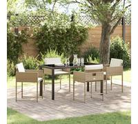vidaXL Garden Dining Set 5 pcs Beige Poly Rattan