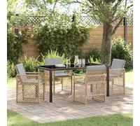 vidaXL Garden Dining Set 5 pcs Beige Poly Rattan, Yellow