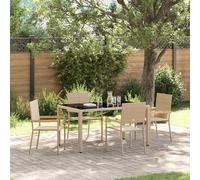 vidaXL Garden Dining Set 5 pcs Beige Poly Rattan