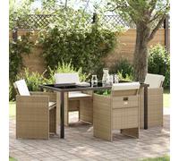 vidaXL Garden Dining Set 5 pcs Beige Poly Rattan