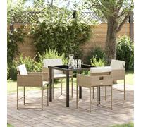 vidaXL Garden Dining Set 5 pcs Beige Poly Rattan
