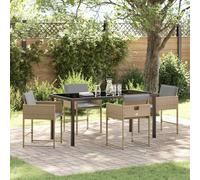 vidaXL Garden Dining Set 5 pcs Beige Poly Rattan