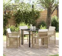 vidaXL Garden Dining Set 5 pcs Beige Poly Rattan