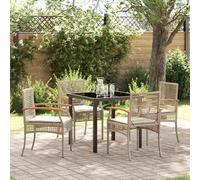 vidaXL Garden Dining Set 5 pcs Beige Poly Rattan