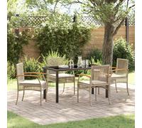 vidaXL Garden Dining Set 5 pcs Beige Poly Rattan