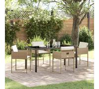 vidaXL Garden Dining Set 5 pcs Beige Poly Rattan